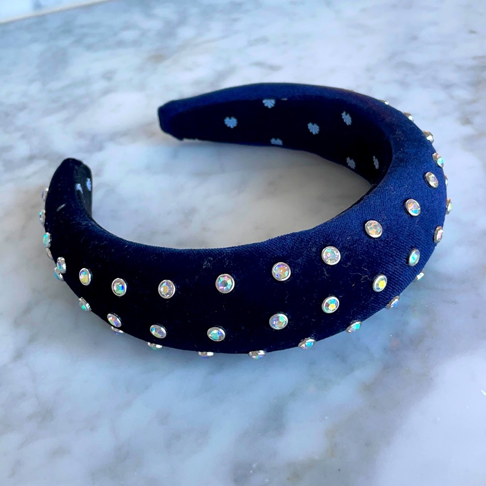 Lele Sadoughi Navy with crystal accents headband.